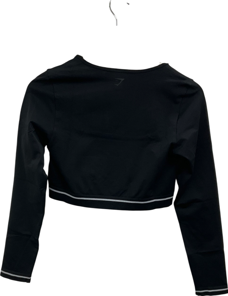 gymshark Black Contrast Long Sleeve  Crop Top UK XL