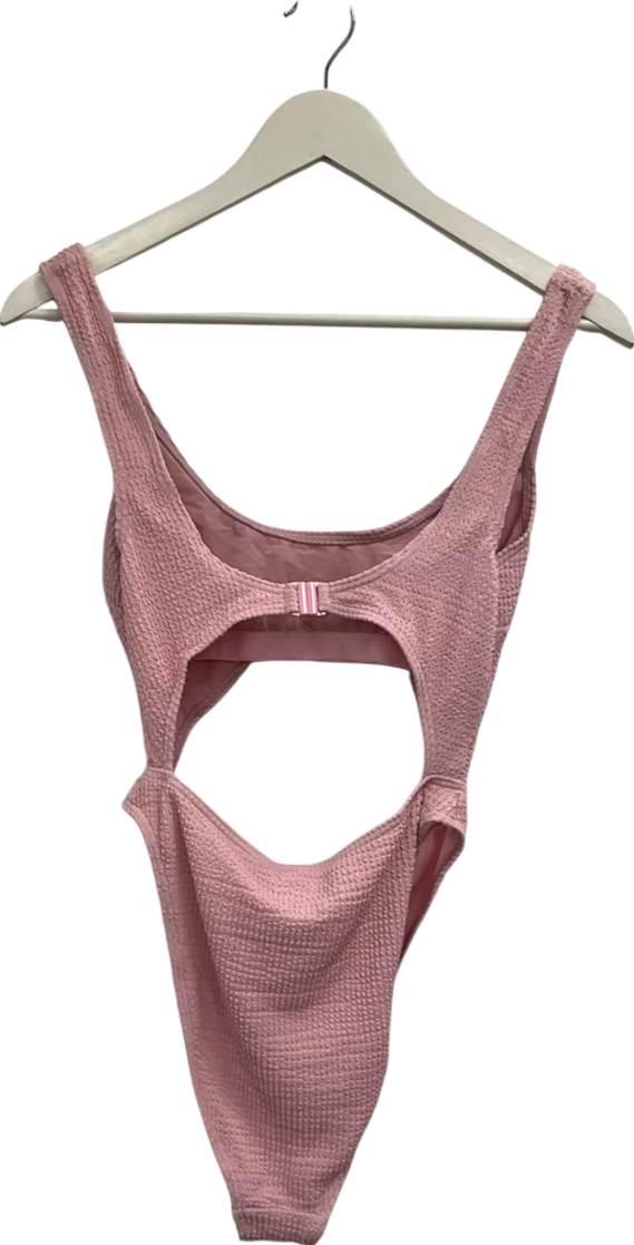 feek & beau Cut Out Swimsuit In Textured Pink UK 10