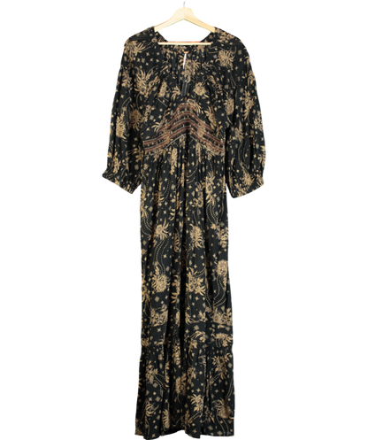 Free People Black Golden Hour Maxi Dress UK L