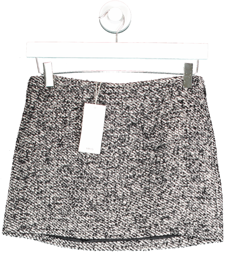 MANGO Black Flecked Tweed Mini-skirt BNWT UK 4