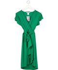 Diane von Furstenberg Green Stretch Silk Wrap Dress UK 8