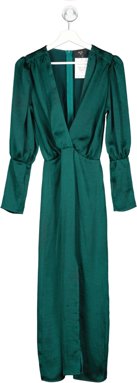 AX Paris Green V Front Long Sleeve Midaxi Dress UK 8