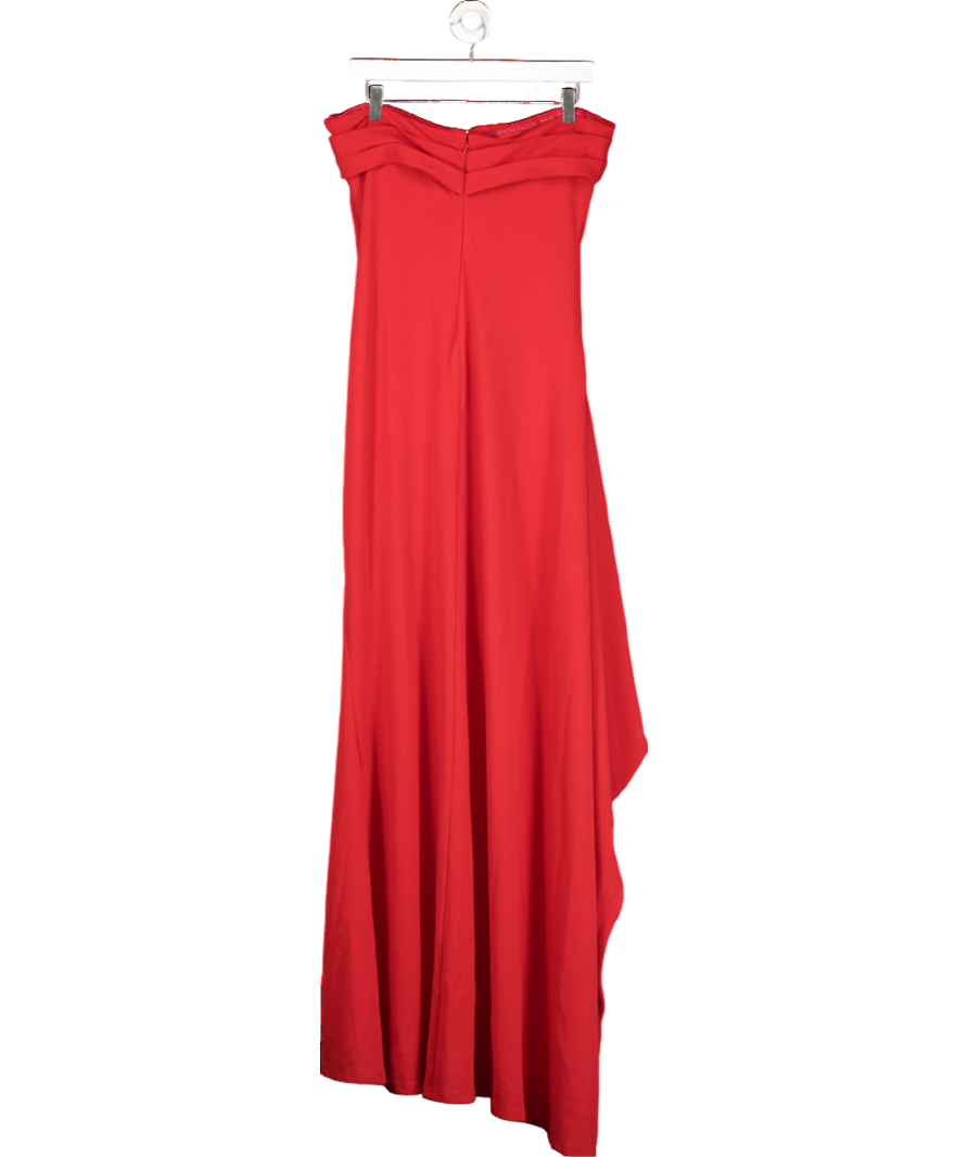 Babyboo Red Ruched Strapless Maxi Dress With Front Slit UK XL
