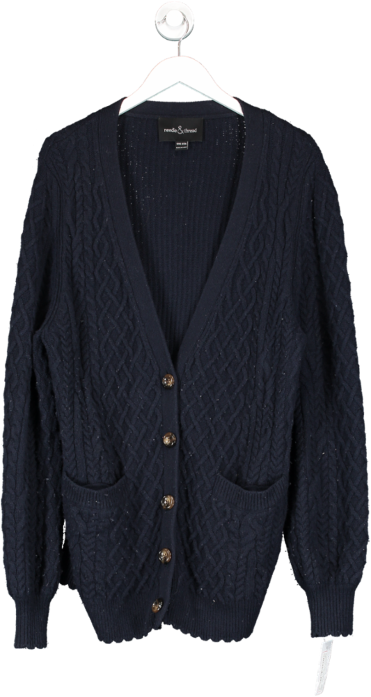 Needle & Thread Blue Elsie Cable Longline Cardigan One Size