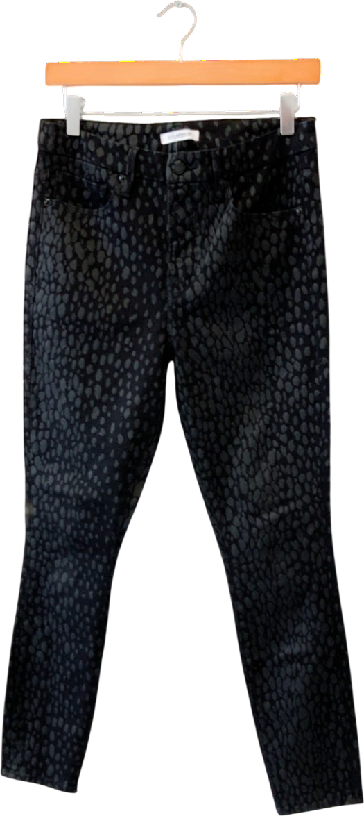 Good American Black Animal Jacquard Good Legs Cropped Jeans Us8 W29