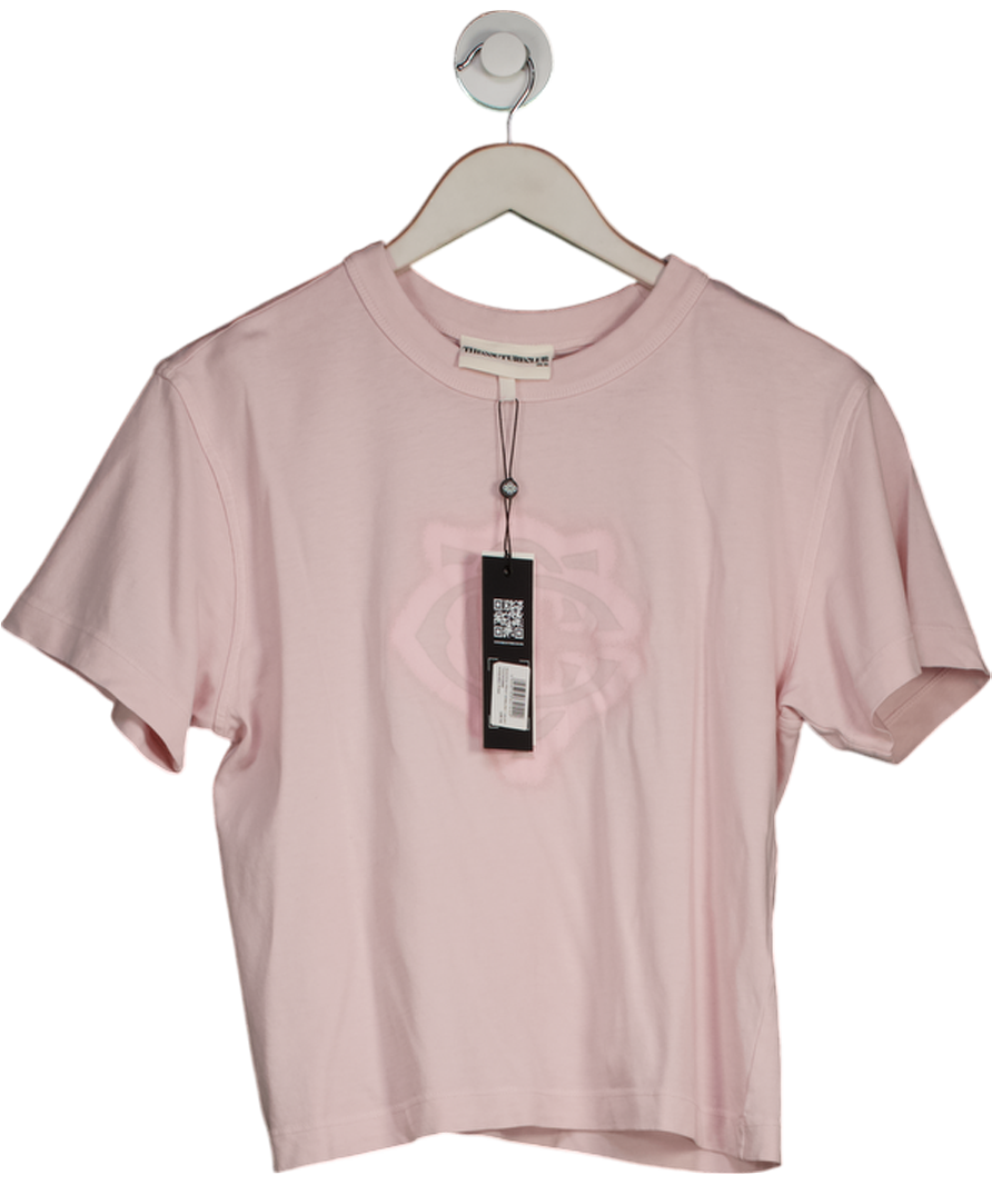 The Couture Club Pink Shadow Print Emblem T-shirt UK 10