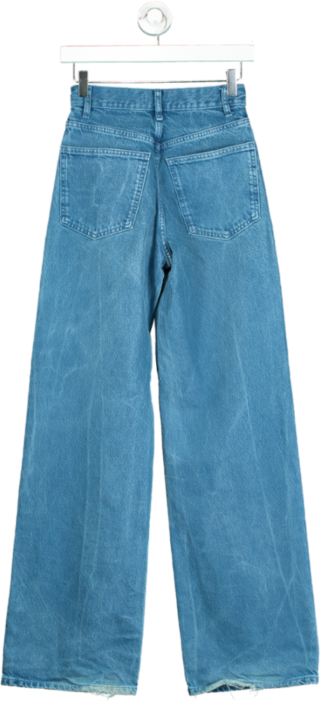 Zara Blue High-Waisted Wide Leg Jeans UK 4