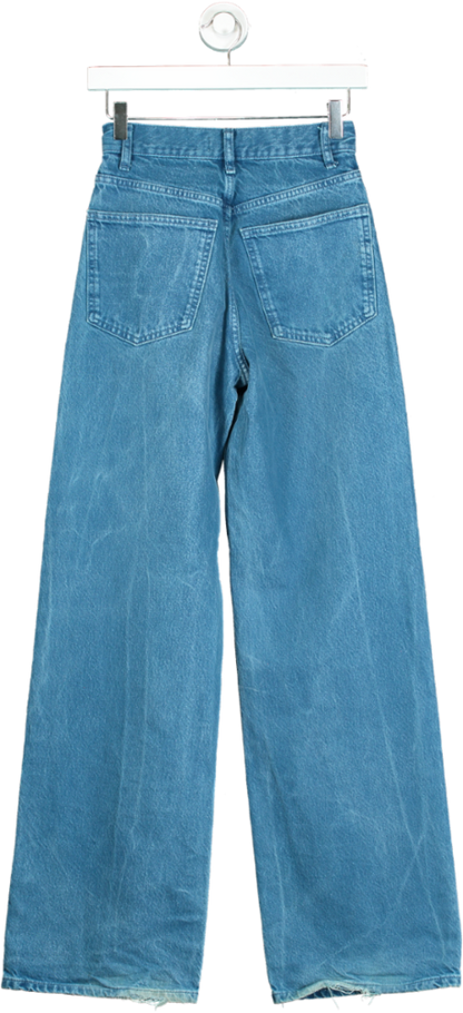 Zara Blue High-Waisted Wide Leg Jeans UK 4