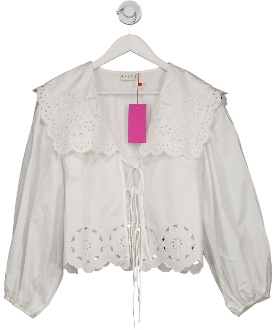 Rhode White Giulio Oversized Collar Top UK M