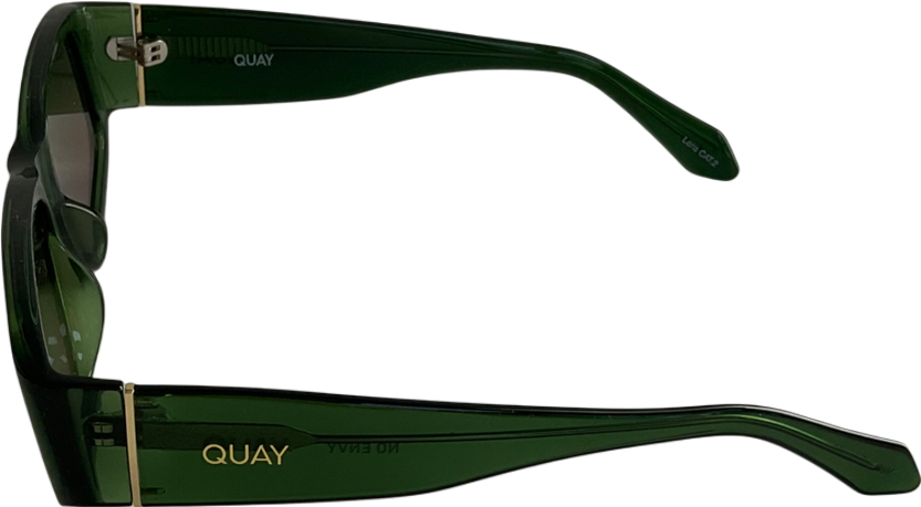 QUAY Deep Green Frame / Brown Lens Sunglasses in case