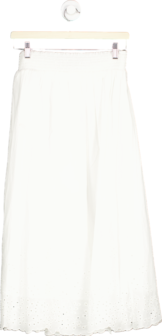 M&S White Broderie Anglaise Midi Skirt UK 12