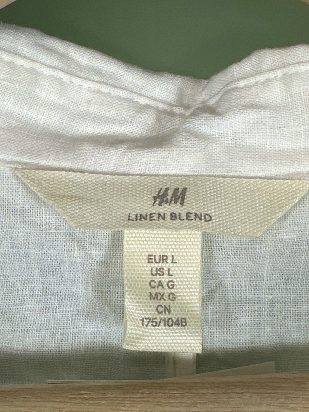 H&M White Linen Blend Tunic Top UK L