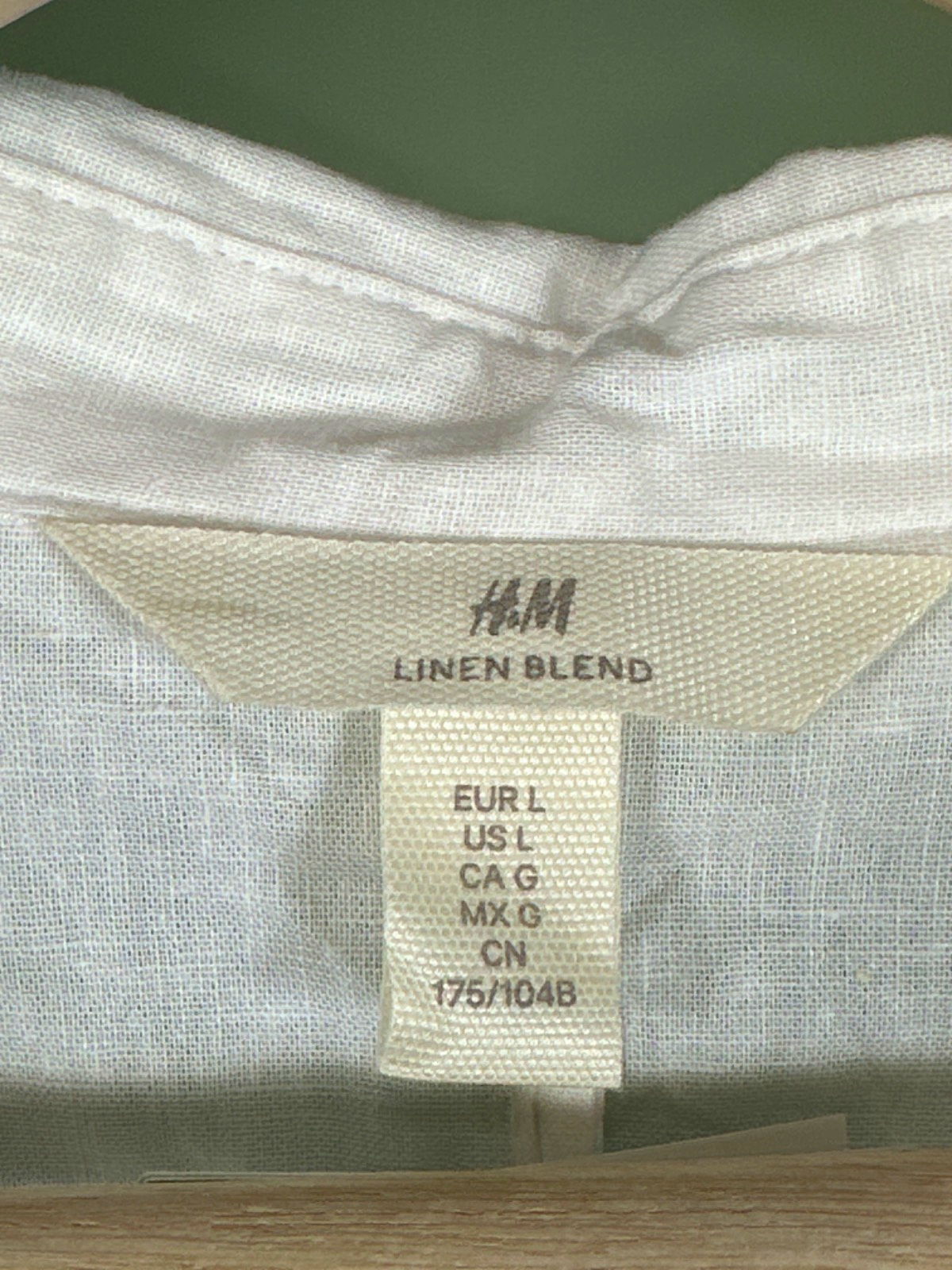 H&M White Linen Blend Tunic Top UK L