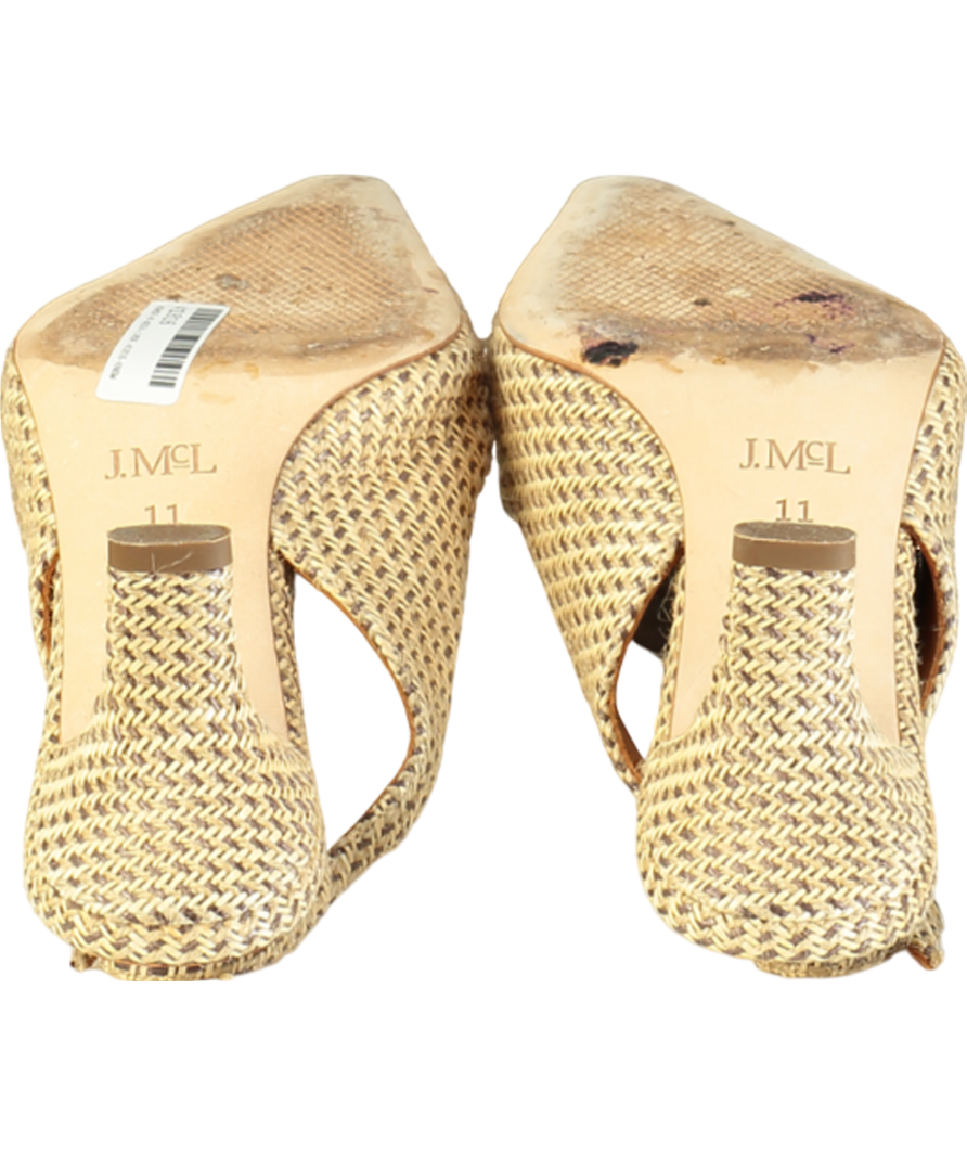 J. Mclaughlin Beige Cassidy Grasscloth Slingback Heels UK 8.5 EU 41.5 👠