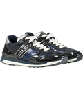 HOGAN Blue Navy Patent "H" Logo Sequin Trimmed Trainers UK 4.5 EU 37.5 👠
