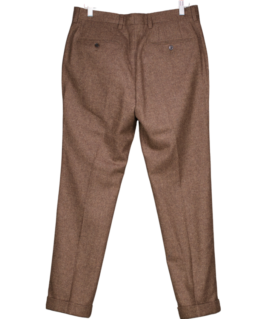 joules Brown Slim Fit Texture Suit Trousers L29 W32