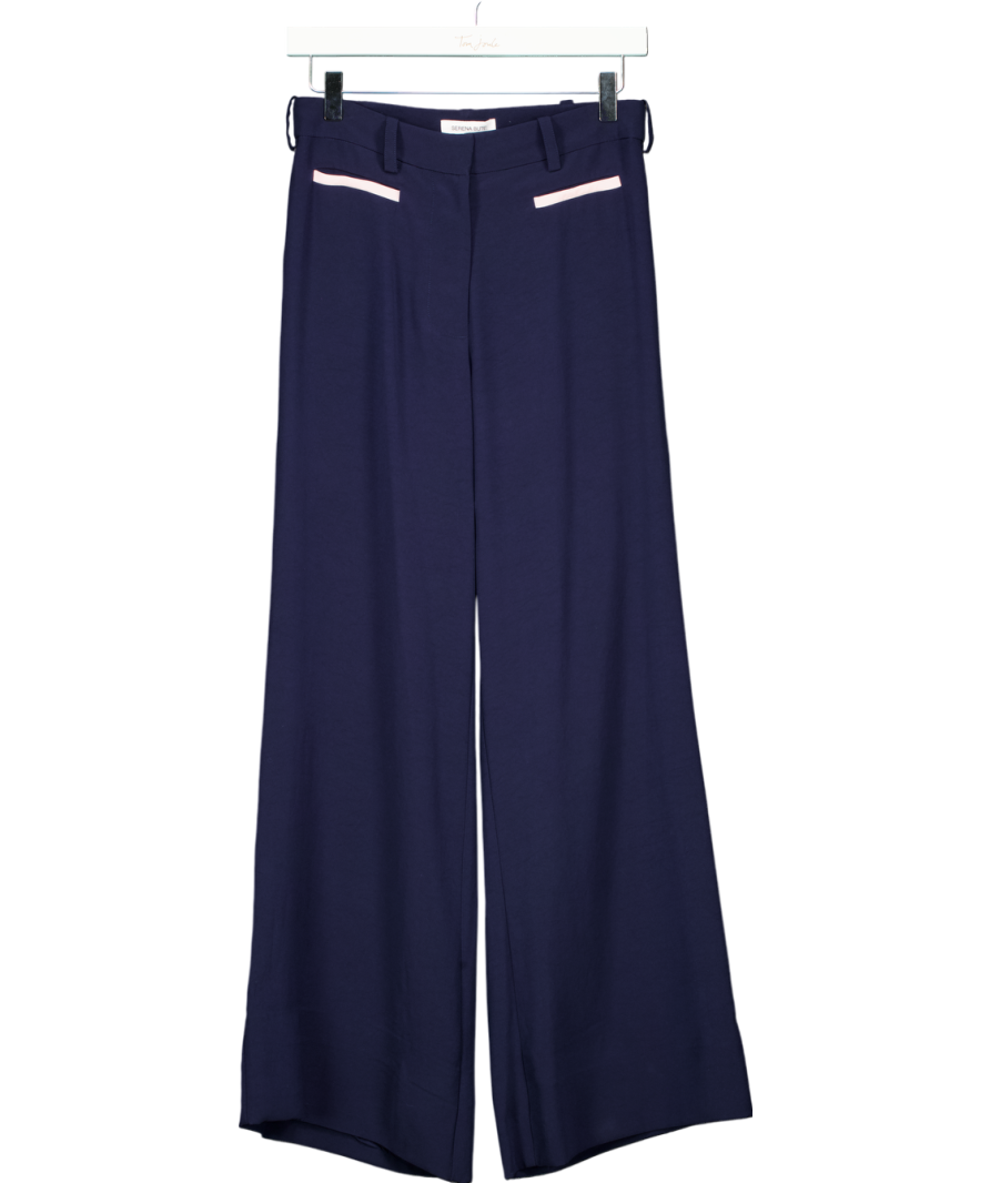 Serena Bute Blue Wide Leg Trousers - Shortened To 29" Inside Leg UK 6