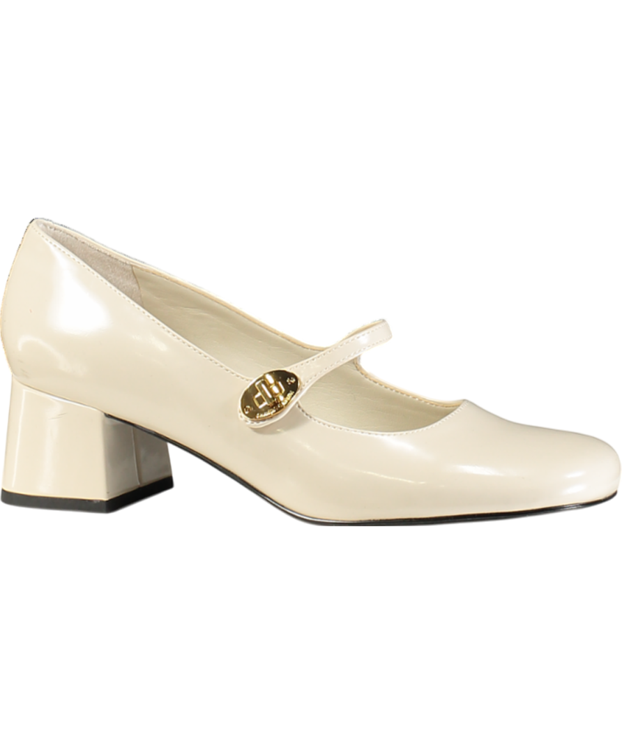 Charles & Keith Cream Hettie Patent Metallic-buckle Block-heel Mary Jane Shoes UK 5 EU 38 👠