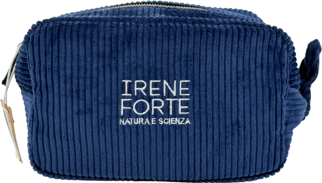 Irene Forte Blue Corduroy Wash Bag One Size