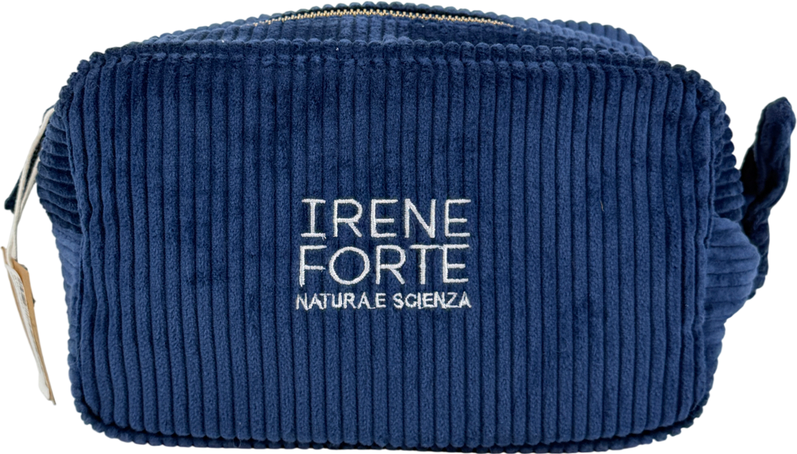 Irene Forte Blue Corduroy Wash Bag One Size