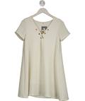 Ba&sh Cream Textured Laced Neck Mini Dress Sz1 UK S