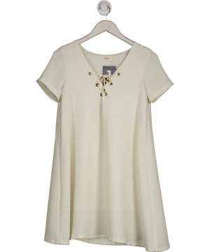 Ba&sh Cream Textured Laced Neck Mini Dress Sz1 UK S