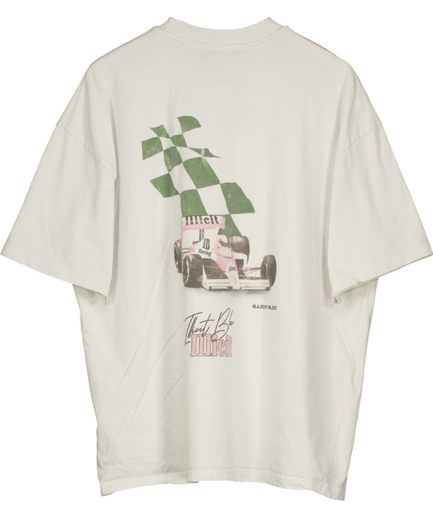 Illicit Bloc White Race Merch T-shirt UK L