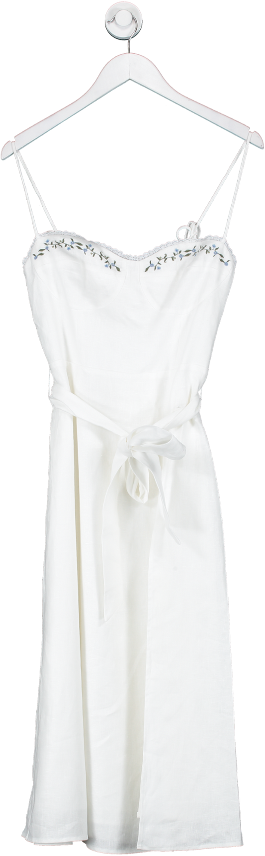 Reformation White embroidered Kieryn Linen Dress UK 8