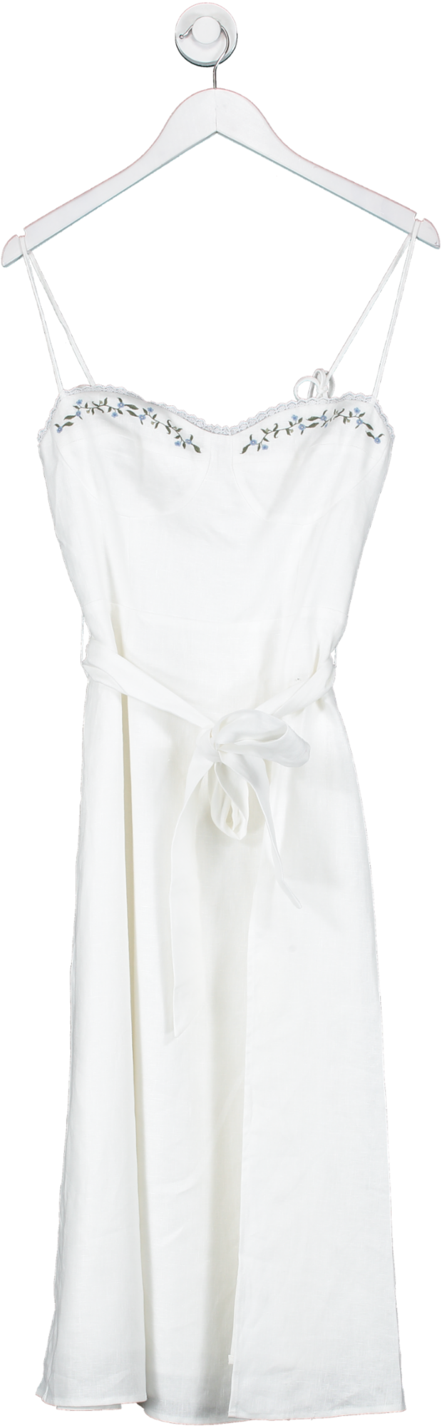 Reformation White embroidered Kieryn Linen Dress UK 8