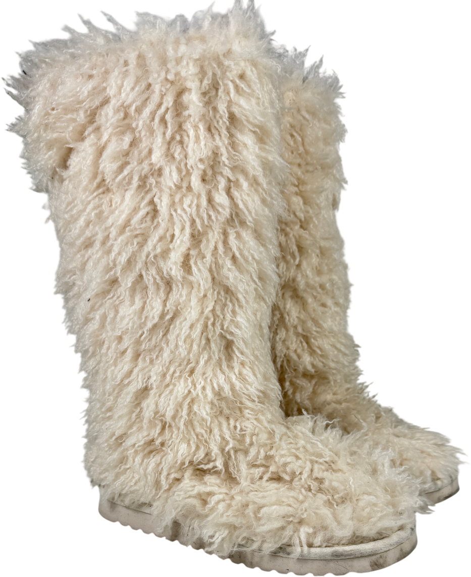 Reserved Cream Faux Fur High Boots UK 3 EU 36 👠