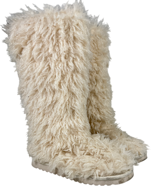 Reserved Cream Faux Fur High Boots UK 3 EU 36
