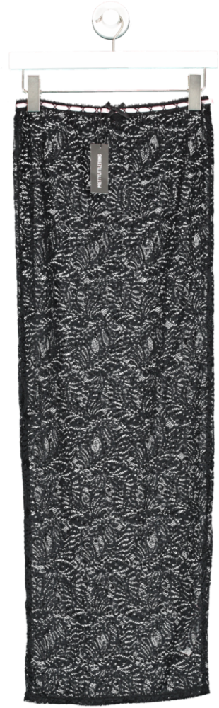 PrettyLittleThing Black Lace Ribbon Trim Maxi Skirt UK 10