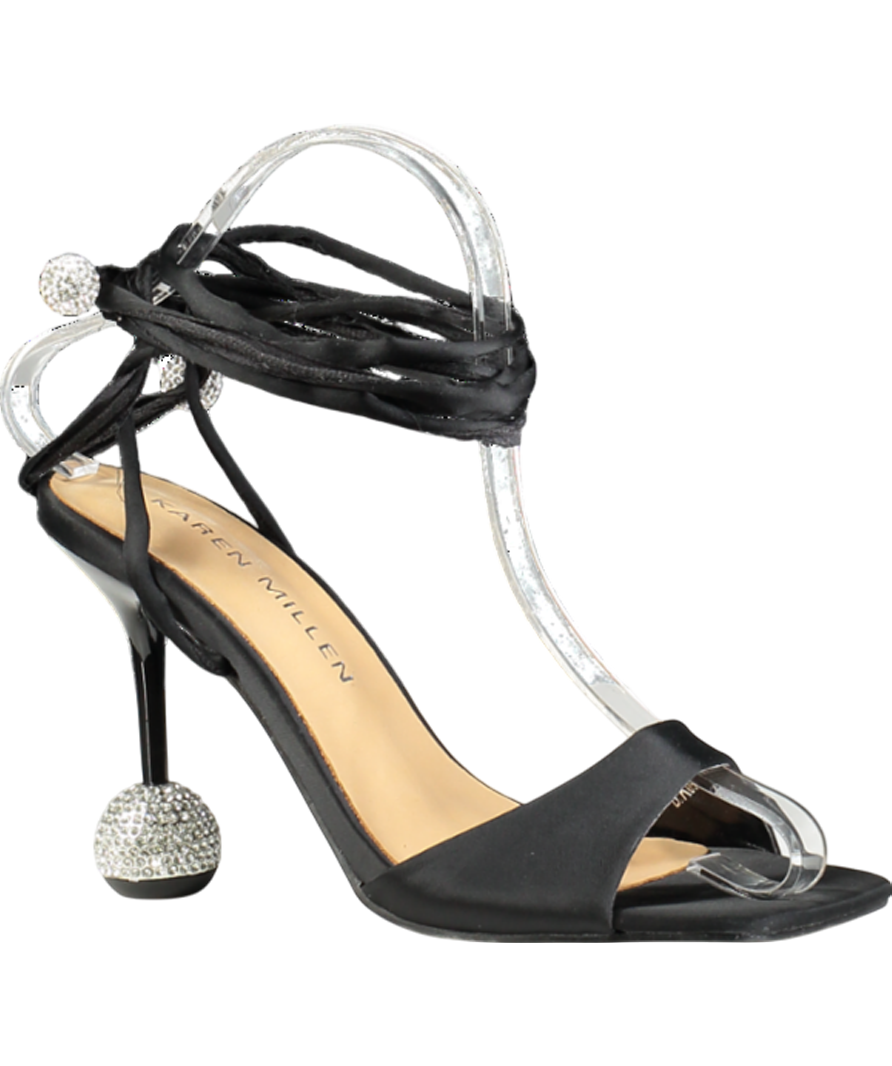 Karen Millen Black Crystal Ball Strappy Heel UK 3 EU 36 👠