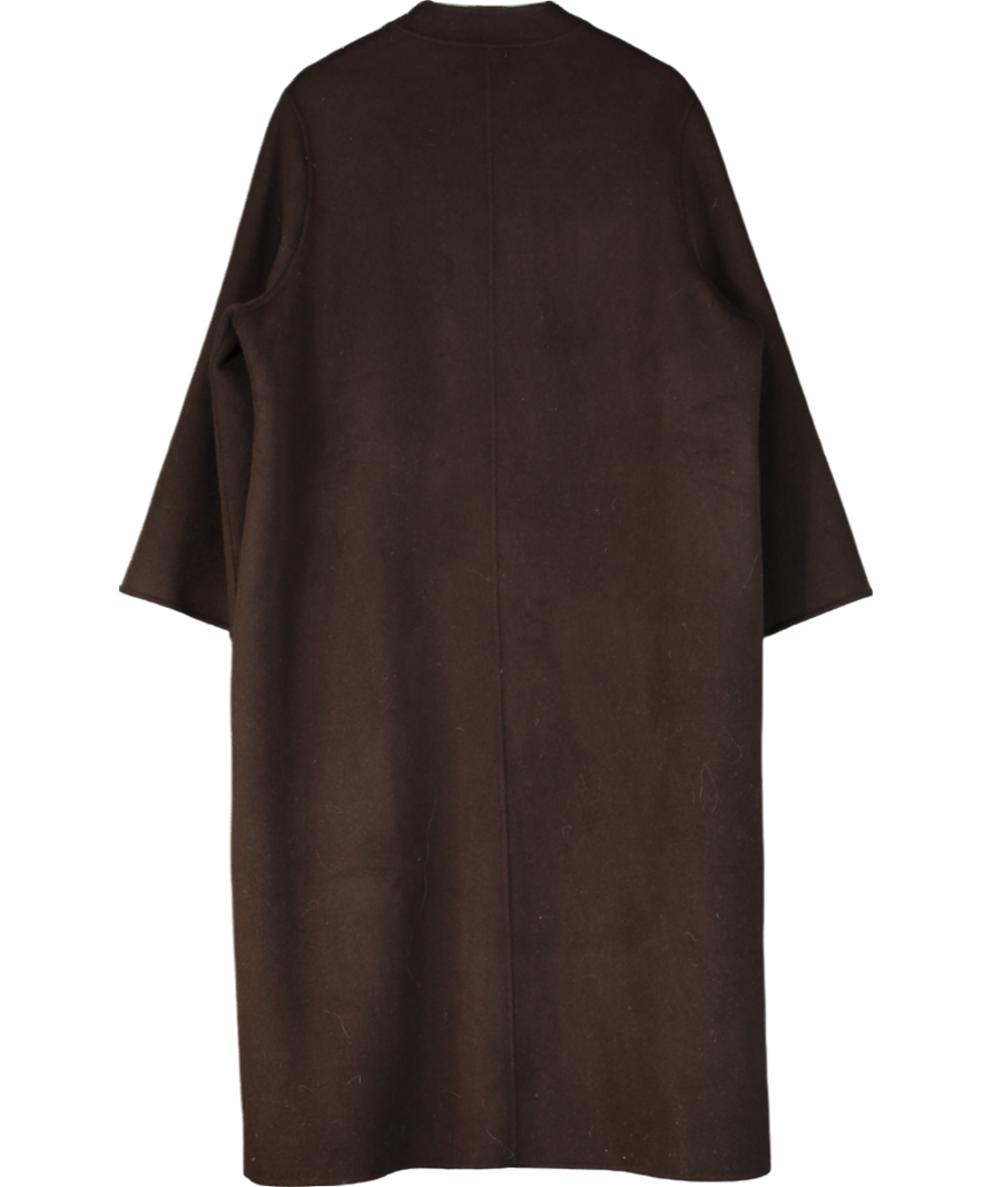 Marcela London Chocolate Brown 100% Wool Long Coat One Size