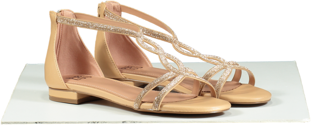 Bibi Lou Nude Swarovski Embellished Strappy Sandals UK 5 EU 38