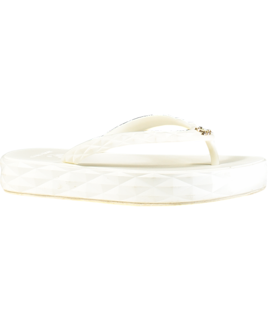 Jimmy Choo White Diamond Flip-flop Sandals UK 4 EU 37 👠