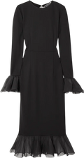 ROTATE BIRGER CHRISTENSEN Black Open-back Chiffon-trimmed Stretch-jersey Midi Dress UK 14