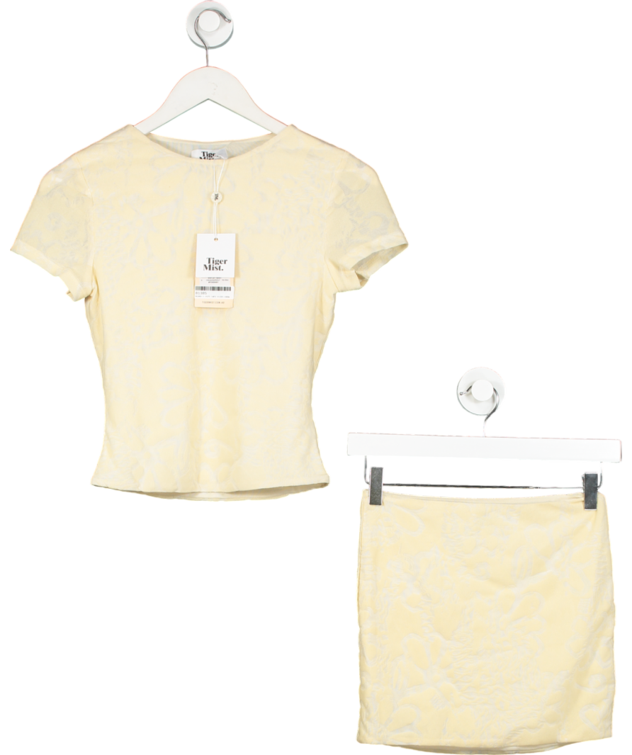 Tiger Mist Yellow Whitley T-shirt Cream Burnout And Mini Skirt UK S