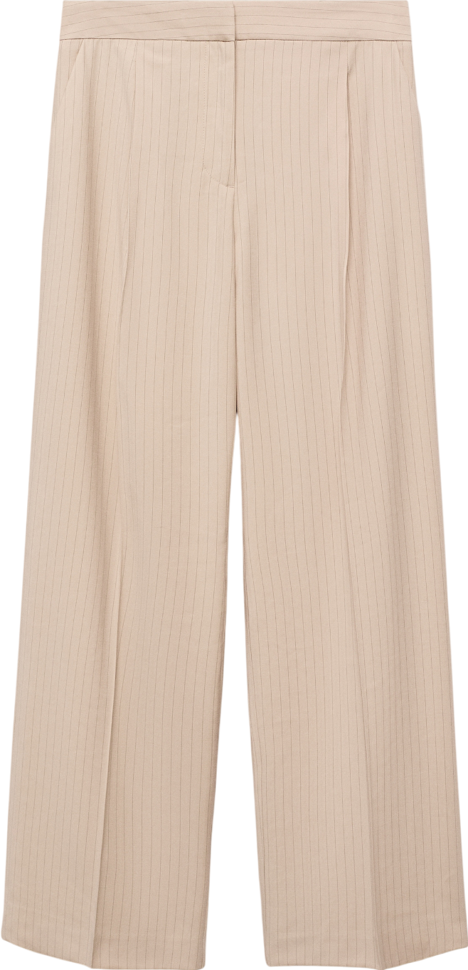 MANGO Beige Striped Suit Trousers UK 8