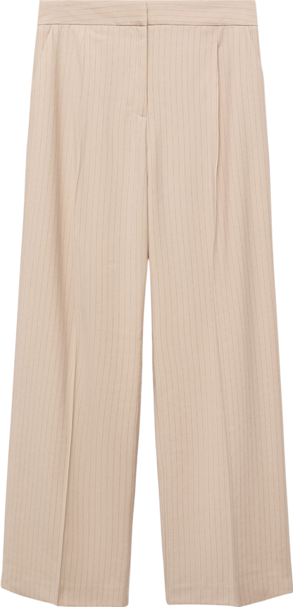 MANGO Beige Striped Suit Trousers UK 8