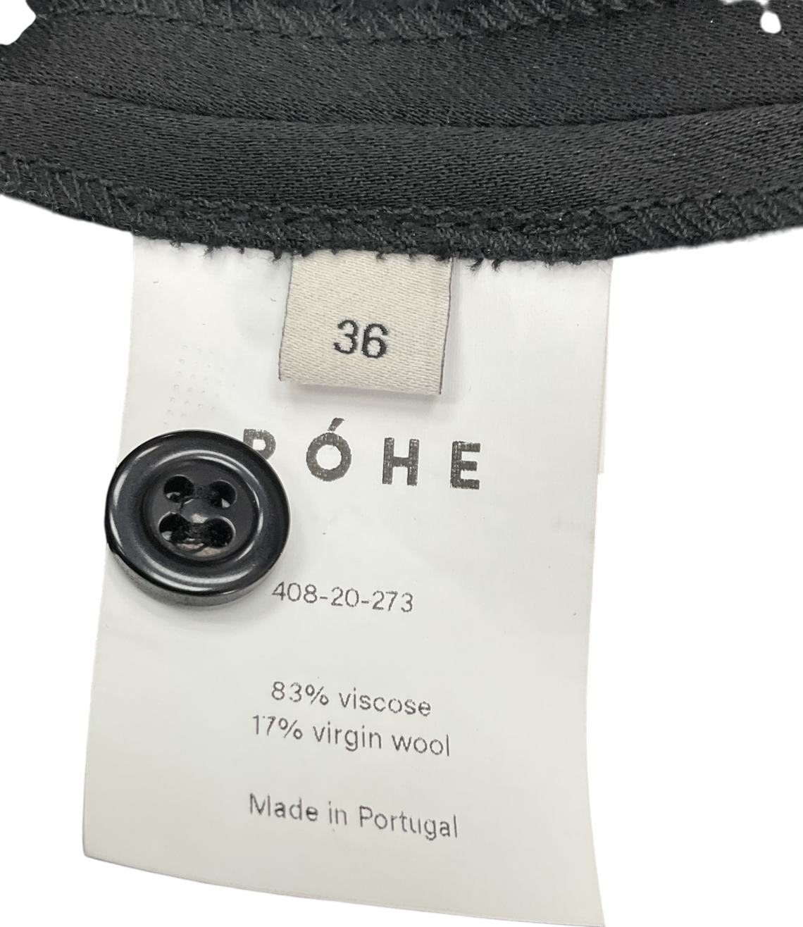 Rohe Black Wool Blend Flared Long Sleeve Top UK 8