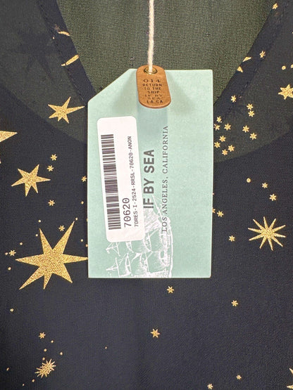 If By Sea Black Gold Star Print Maxi Dress Size 3