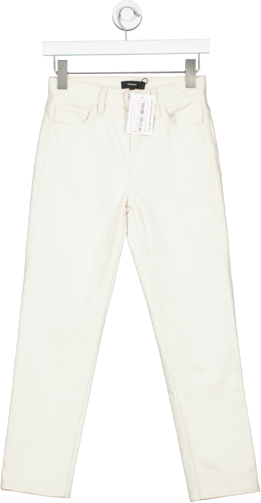 Theory Cream Wide Crop Jean In Dyed Denim UK 4