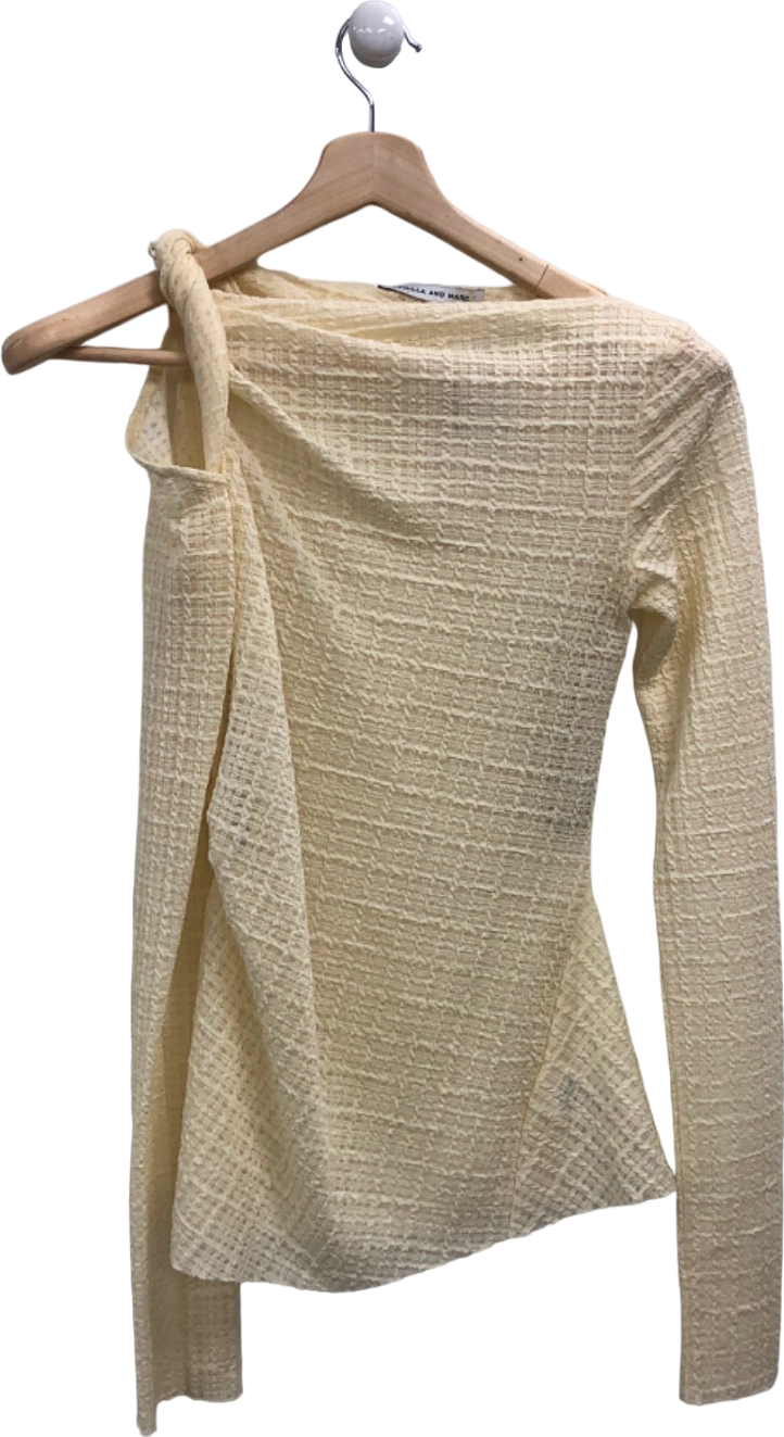 Camilla and Marc Cream Twist Shoulder Top UK 8