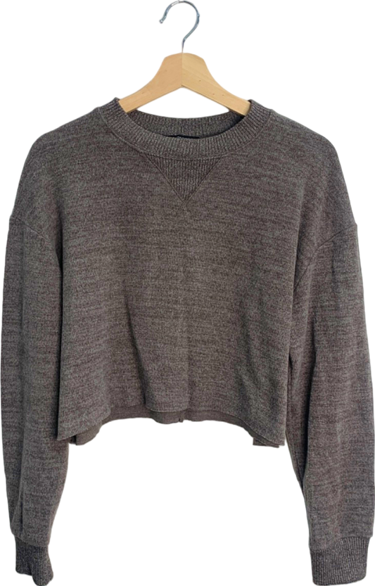 Zara Brown Knit Cropped Sweater Medium
