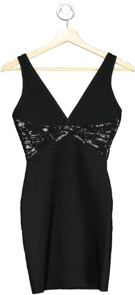 Herve Leger Black Sequin Bandage Dress XS