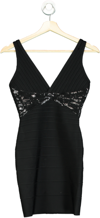 Herve Leger Black Sequin Bandage Dress XS