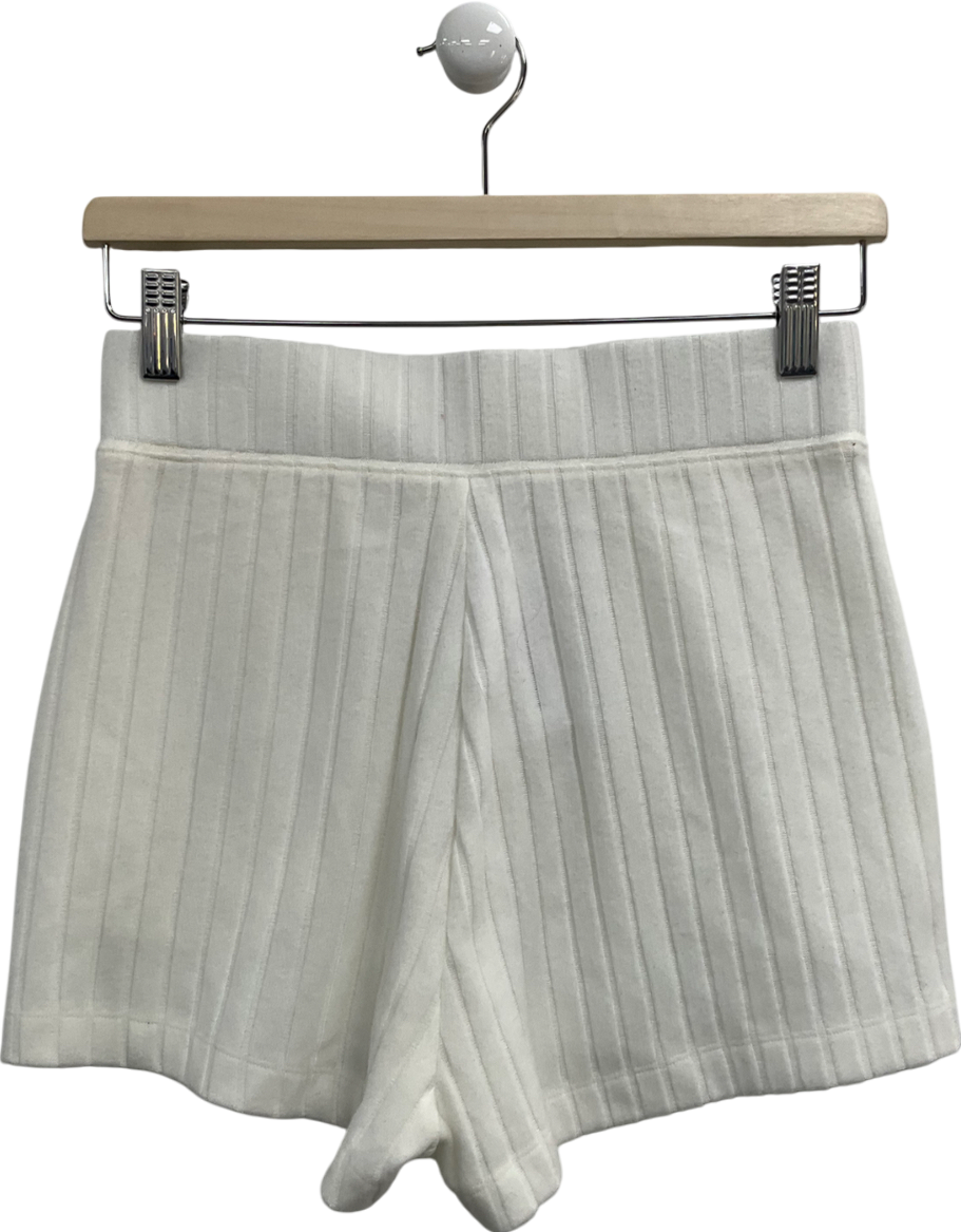alo yoga Cream Ribbed Brushed Shorts UK S