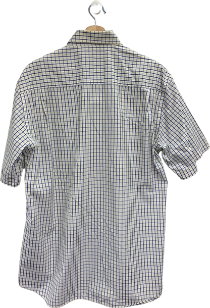 Paul & Shark White/Blue Checked Short Sleeve Shirt UK L