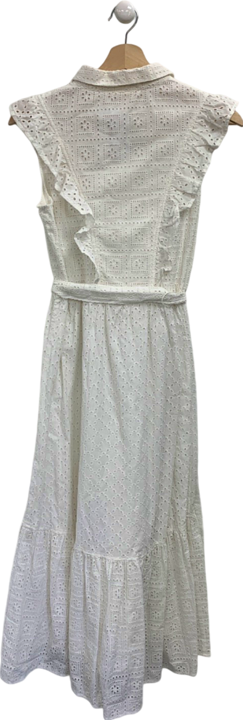 Beaufort & Blake White Eyelet Midi Dress UK 6